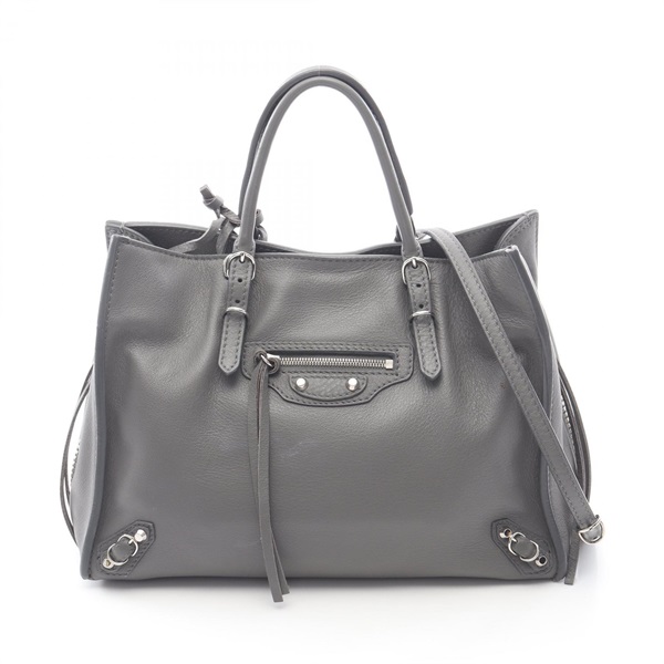 BALENCIAGA PAPIER A6 Paper Shoulder Handbag 370926 leather Gray Used Women