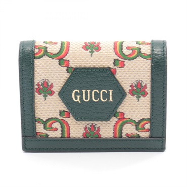 GUCCI 100 GG Kaleidoscope Compact Wallet Bi-fold purse 676297 canvas leather