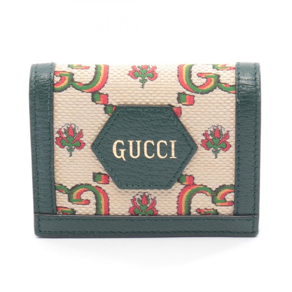 GUCCI 100 GG Kaleidoscope Compact Wallet Bi-fold purse 676297 canvas leather