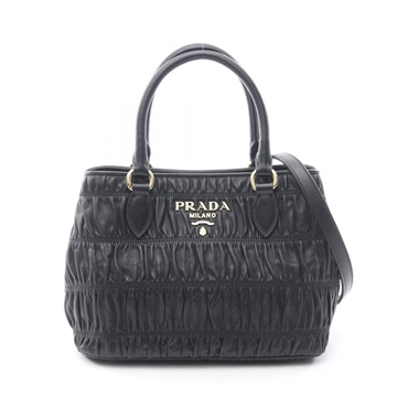 PRADA NAPPA GAUFRE'1 Shoulder Crossbody Handbag 1BA172 leather Black Used Women