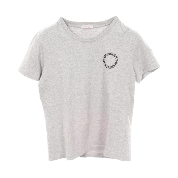 MONCLER T-shirt Short sleeve top cotton Gray Used Women size S
