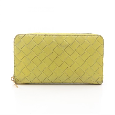 BOTTEGA VENETA Intrecciato Zippy around long wallet leather Green Used unisex