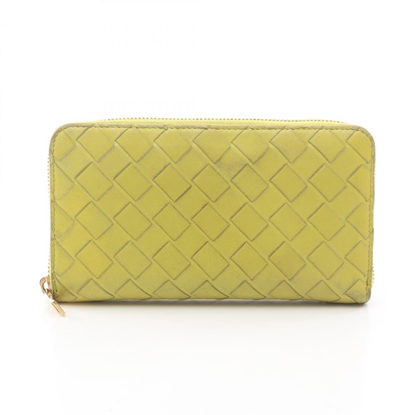 BOTTEGA VENETA Intrecciato Zippy around long wallet leather Green Used unisex