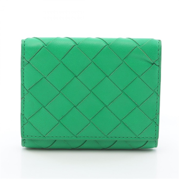 BOTTEGA VENETA Intrecciato Double Sided Wallet leather Green Used Women BV