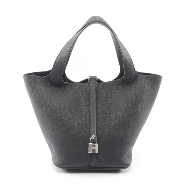 HERMES Picotin Lock MM Tote Handbag Clemence leather Black SHW Women K