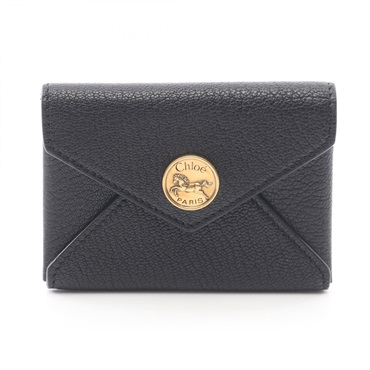 Chloe Envelope Card Case Holder leather Black GHW Used Women