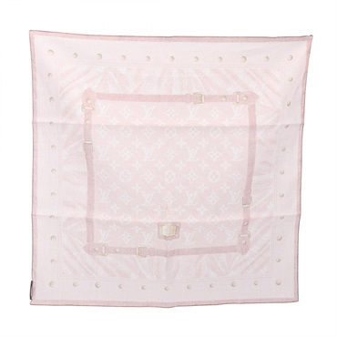 LOUIS VUITTON Bandana New Denim Scarf M72336 cotton Pink Used Women LV