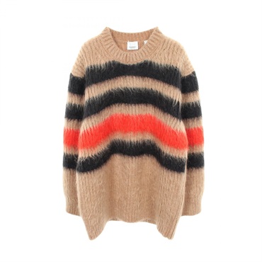 BURBERRY Knitwear Sweater 8037218 Silk Mohair Brown Black Red Used mens Size XS