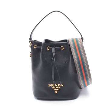 PRADA Vitterodino 2Way Shoulder Handbag 1BE072 leather Black Used Women