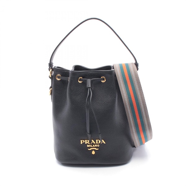 PRADA Vitterodino 2Way Shoulder Handbag 1BE072 leather Black Used Women