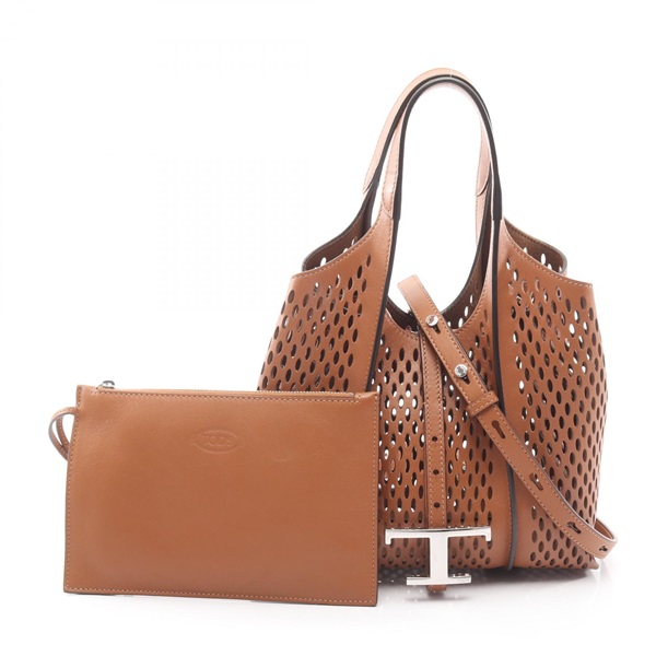 TOD'S Timeless Shopping shoulder crossbody Handbag leather Brown Used Women