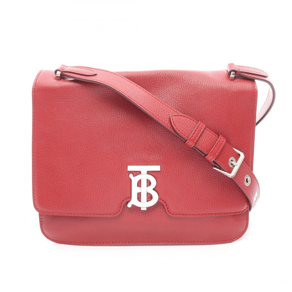 BURBERRY TB logo Shoulder Bag leather Red Used Women