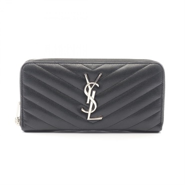 SAINT LAURENT PARIS Monogram Around long wallet 358094 leather Black Used YSL