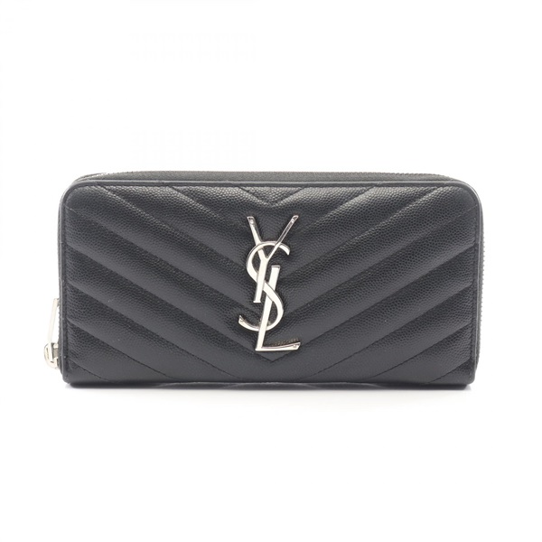 SAINT LAURENT PARIS Monogram Around long wallet 358094 leather Black Used YSL