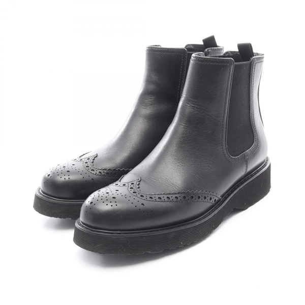 PRADA short boots #38.5 shoes leather Black Used Women
