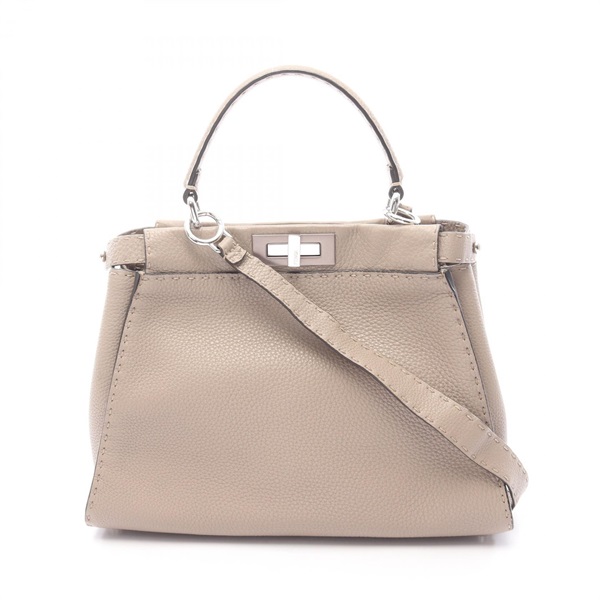 FENDI Peek-a-boo regular shoulder crossbody Handbag 8BN290 leather Beige Used