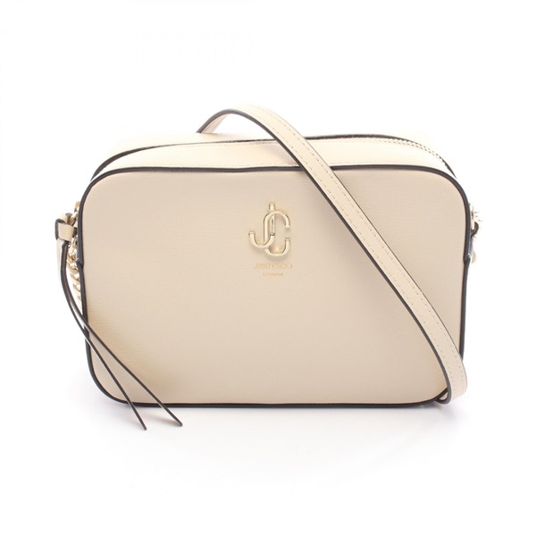 JIMMY CHOO JC CAMERA Shoulder crossbody Bag leather Beige Used Women
