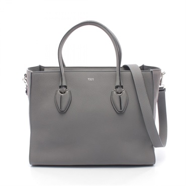 TOD'S Tote Shoulder Bag crossbody leather Suede Gray Used Women