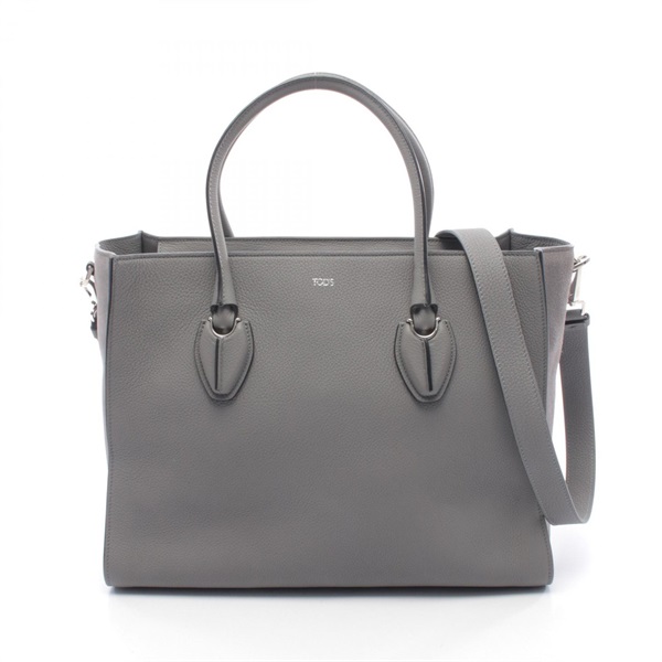 TOD'S Tote Shoulder Bag crossbody leather Suede Gray Used Women