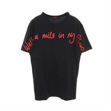 Christian Louboutin WALK A MILE IN MY SHOES Short sleeve T-shirt cotton Black #S