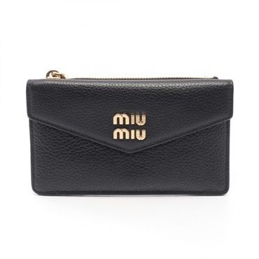 Miu Miu coin purse leather Black Used Women