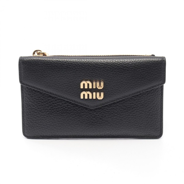 Miu Miu coin purse leather Black Used Women