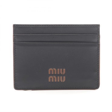 Miu Miu FINE CALF LOGO Card Case 5MC076 leather Black Used Women