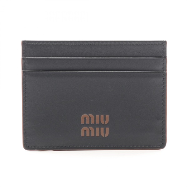 Miu Miu FINE CALF LOGO Card Case 5MC076 leather Black Used Women