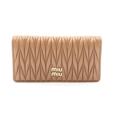 Miu Miu Materasse Bifold purse 5MV027 leather Brown Used Women