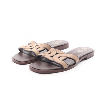 TOD'S flat Sandals Shoes #38 Suede Brown Beige Women