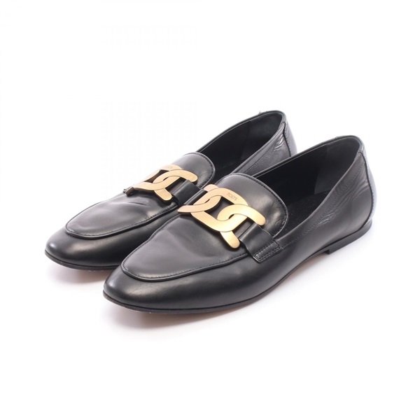 TOD'S KATE Loafers flat Shoes #38 leather Black GHW Used Women