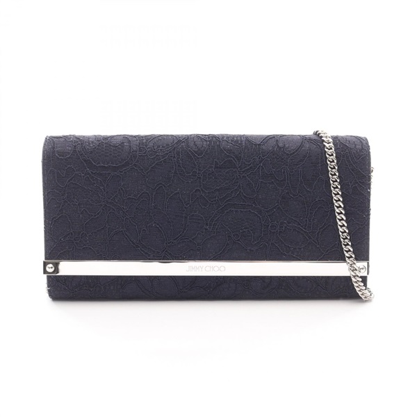 JIMMY CHOO MILLA chain crossbody Shoulder Bag lace Navy Used Women