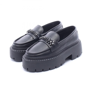 JIMMY CHOO BRYER LOAFER FLAT Rhinestone loafers leather Black #35 Used Women