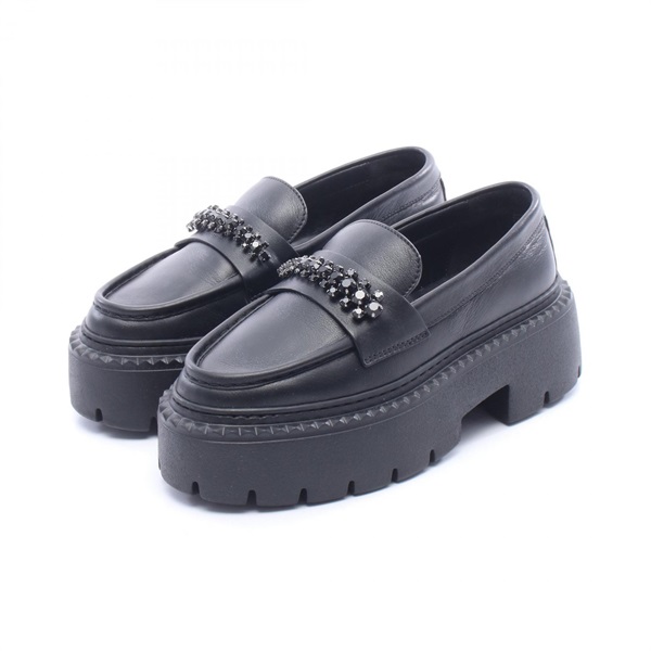 JIMMY CHOO BRYER LOAFER FLAT Rhinestone loafers leather Black #35 Used Women