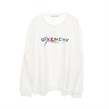 GIVENCHY Rainbow Signature Logo Crew Neck sweat cotton White Used mens size XXL