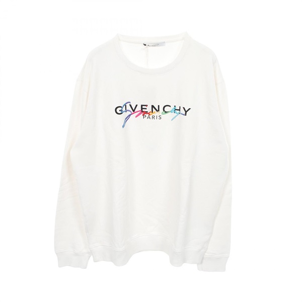 GIVENCHY Rainbow Signature Logo Crew Neck sweat cotton White Used mens size XXL