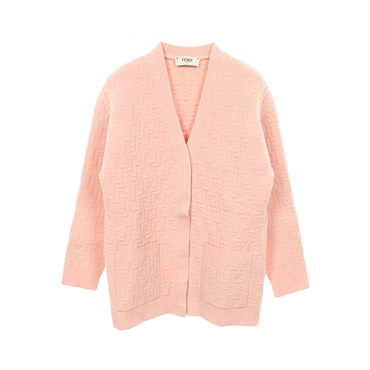 FENDI FF Emboss cardigan Knitwear Rayon Pink Used Women size US 2