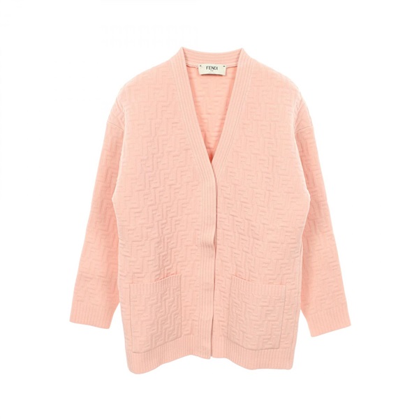 FENDI FF Emboss cardigan Knitwear Rayon Pink Used Women size US 2
