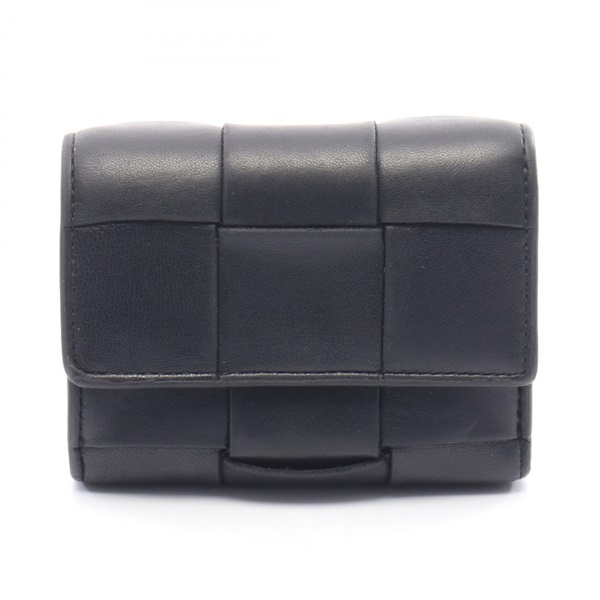 BOTTEGA VENETA Intrecciato Tri-fold wallet 750245 leather Black Used unisex