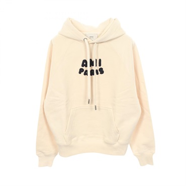 AMI Logo embroidery Hoodie USW275.747 cotton Beige #S Used mens