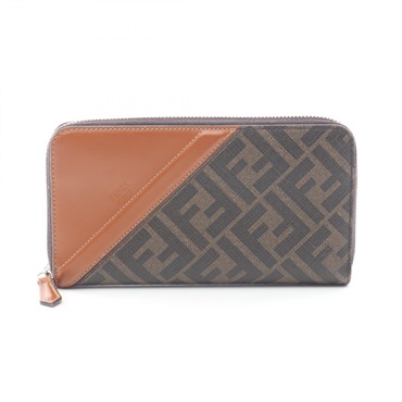 FENDI Zucca Around long wallet 7M0210 leather Canvas Brown Used unisex