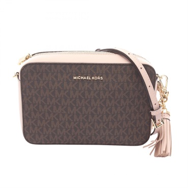 Michael Kors GINNY Medium Shoulder crossbody Bag 32F8GF5M2B canvas leather Brown