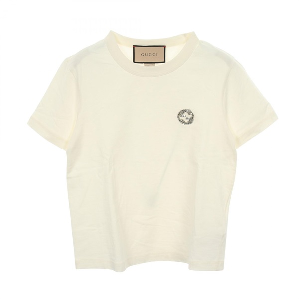 GUCCI Interlocking G Jewel Short sleeve T-shirt cotton White Used Women XXS