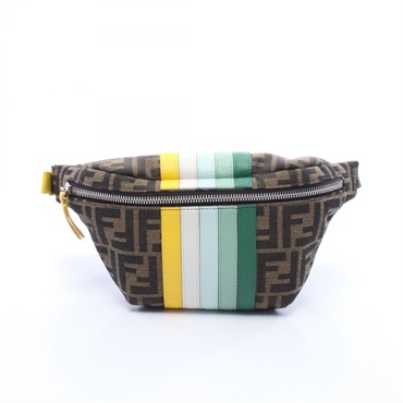 FENDI Zucca Waist bum belt bag 7VB011 canvas leather Beige Multicolor Used Women
