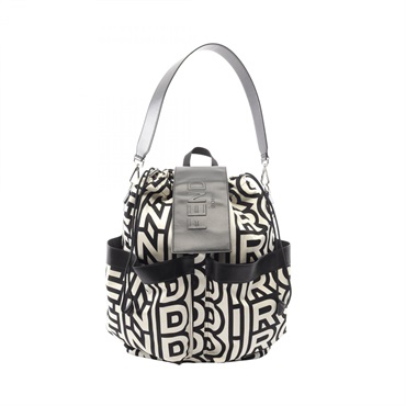 FENDI MARC JACOBS Rucksack Backpack 7VZ056 Nylon leather White Black Used mens