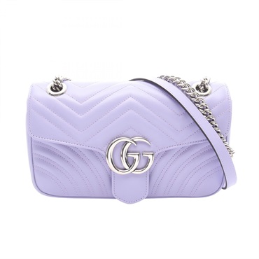 GUCCI GG Marmont Quilting Small chain Shoulder Bag 443497 leather lavender Used