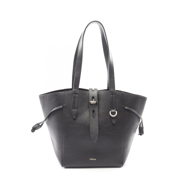 Furla NET Net M Shoulder Tote Bag leather Black Used Women