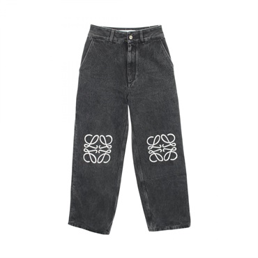 LOEWE Anagram Baggy Denim pants Jeans cotton Gray #32 Used Women