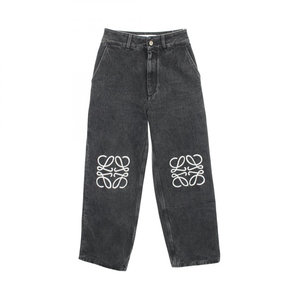 LOEWE Anagram Baggy Denim pants Jeans cotton Gray #32 Used Women