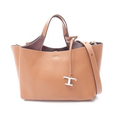 TOD'S T-Timeless Mini shoulder crossbody Handbag leather Brown Used Women